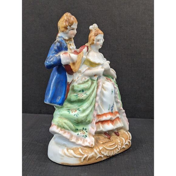 Victorian Figurine Courting Couple VTG Hadson Porcelain Occupied Japan **Crack** - Picture 2 of 11